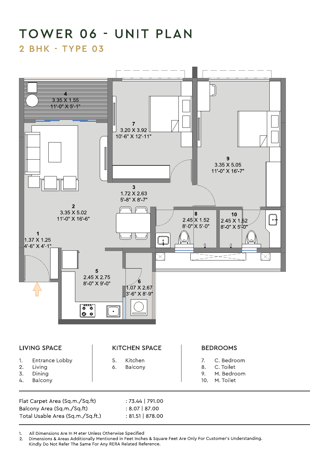 Tower 06 2 BHK Type 03 unit plan