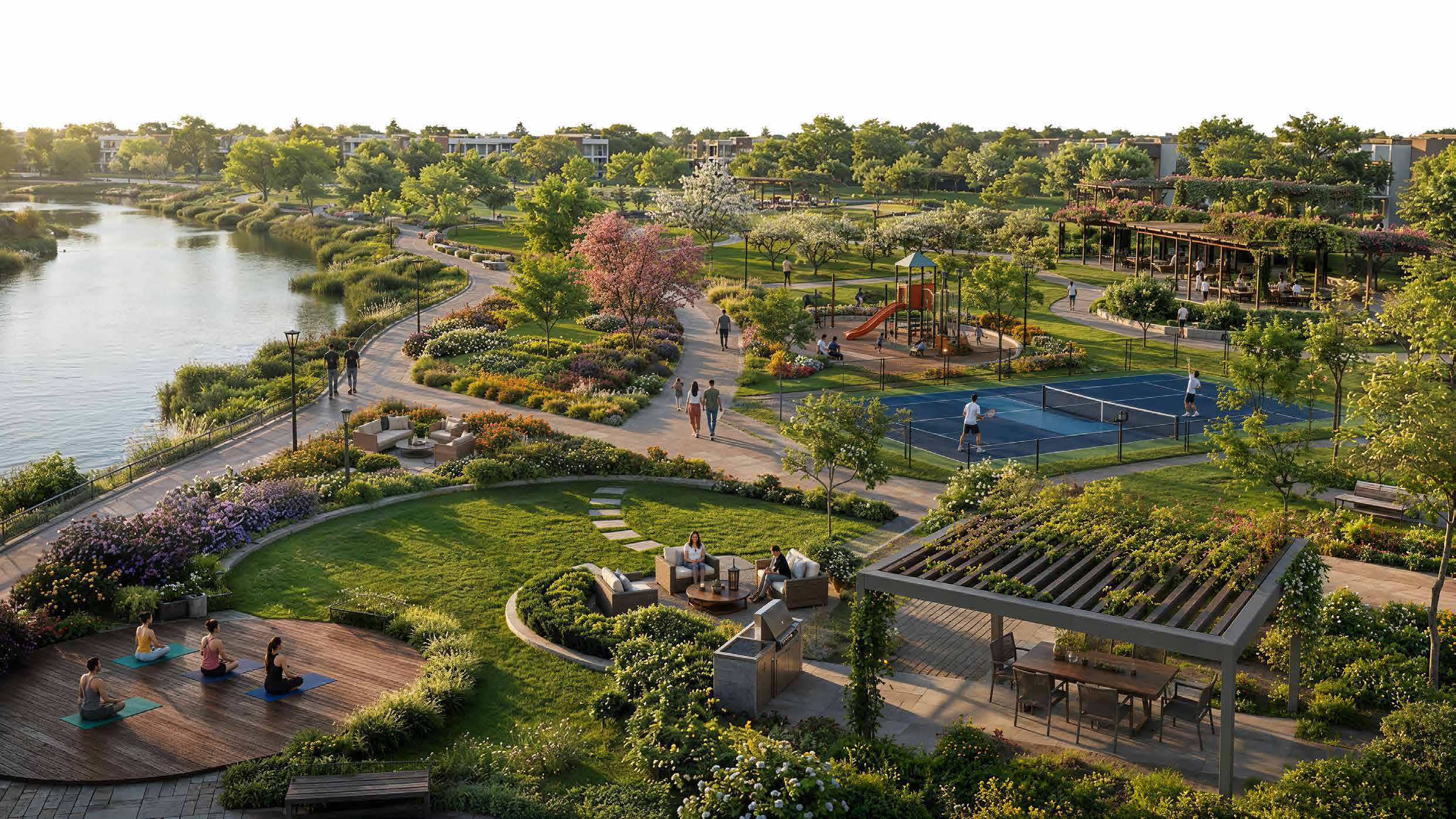 Artist's impression of outdoor amenities at The Reserve