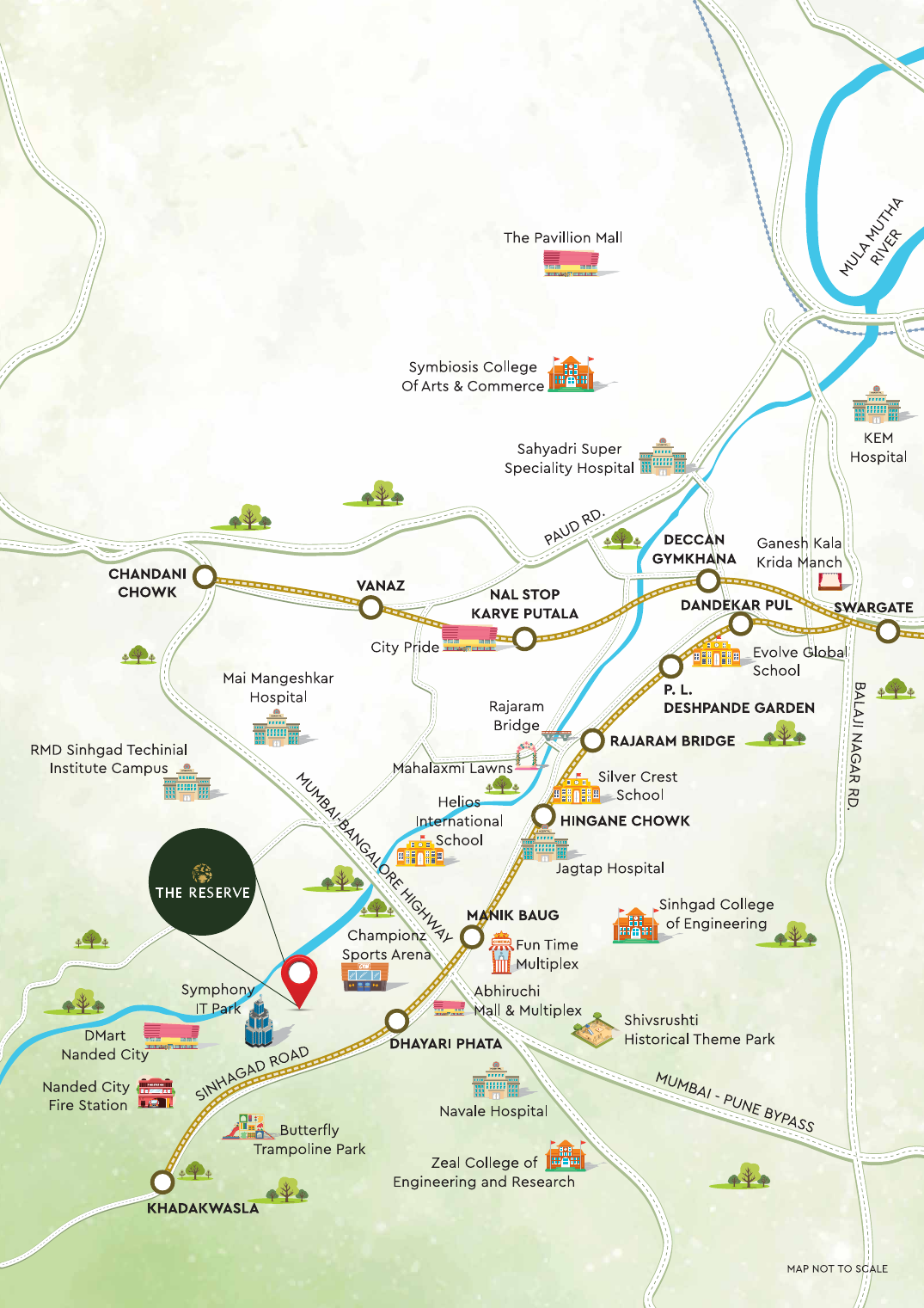 Map showing The Reserve on Sinhgad Road