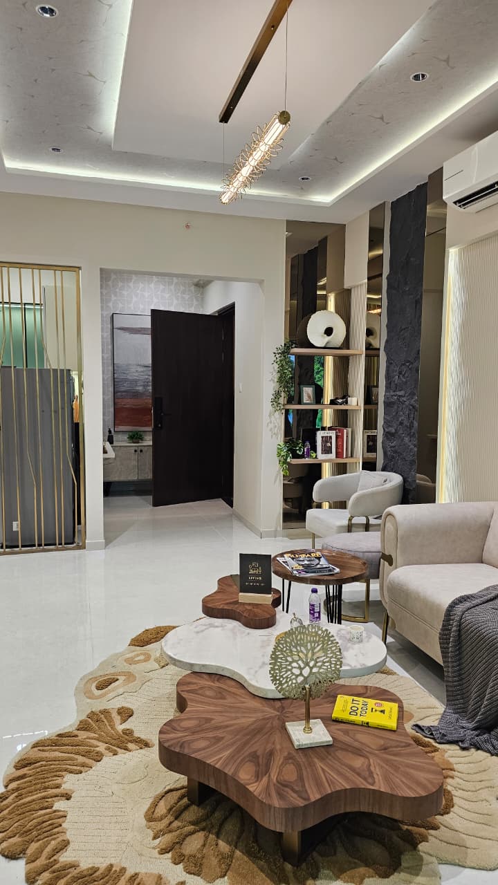 Grand living room with panoramic balcony views